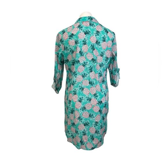 MiracleSuit x Talbots pineapple party coverup shirt Med 100% cotton beach resort - Picture 4 of 6